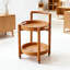 Table d'appoint roulante de style moderne Mid-Century avec roulettes et plateau amovible, table de bout ronde en bois massif avec conception à deux niveaux, table d'appoint mobile ou chariot de table basse