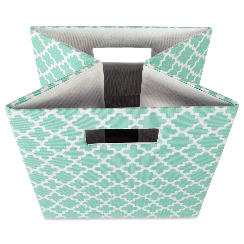 Cube en tissu treillis, Aigue-marine, H 13 po x l 13 po x p 13 po