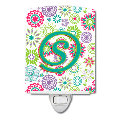 Éclairage de nuit en céramique fleurs initial