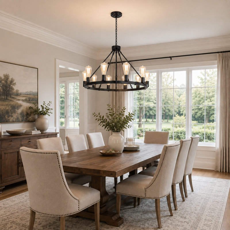 Braicyn 10 - Light Dimmable Wagon Wheel Chandelier