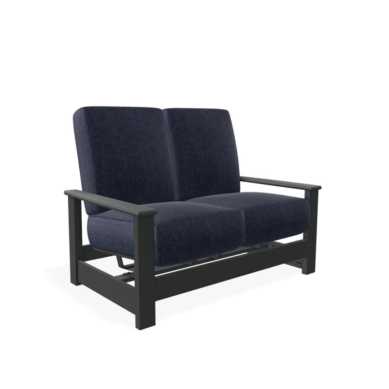 Leeward 56.5'' Wide Loveseat with Cushions, Graphite, Spectrum Indigo Sunbrella®