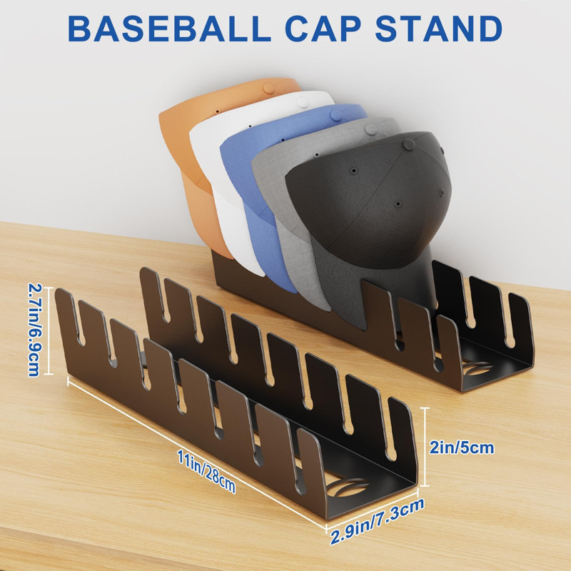 Lot de 2 supports de rangement pour casquettes de baseball, support de bureau en métal
