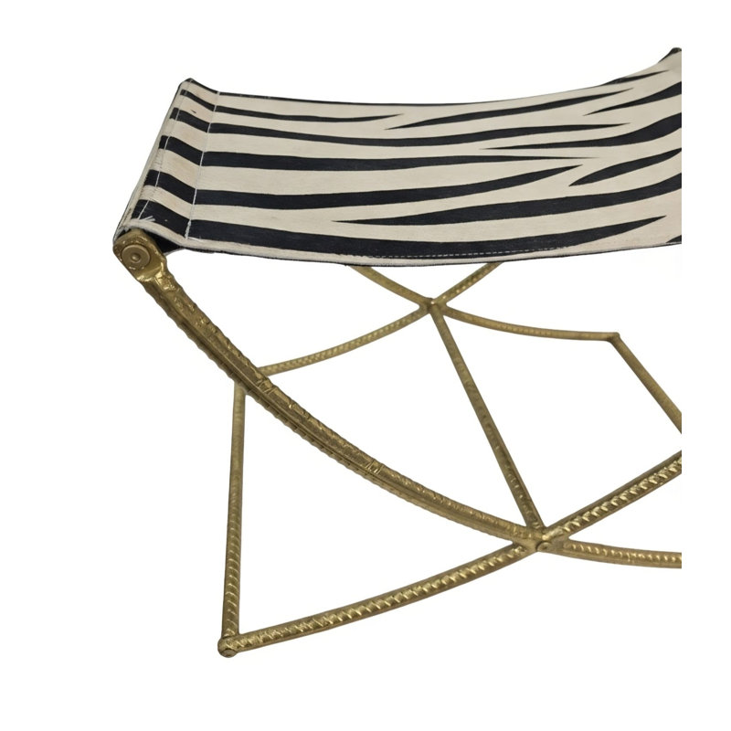 Banc en cuir Banda, Animal Print with Black Frame
