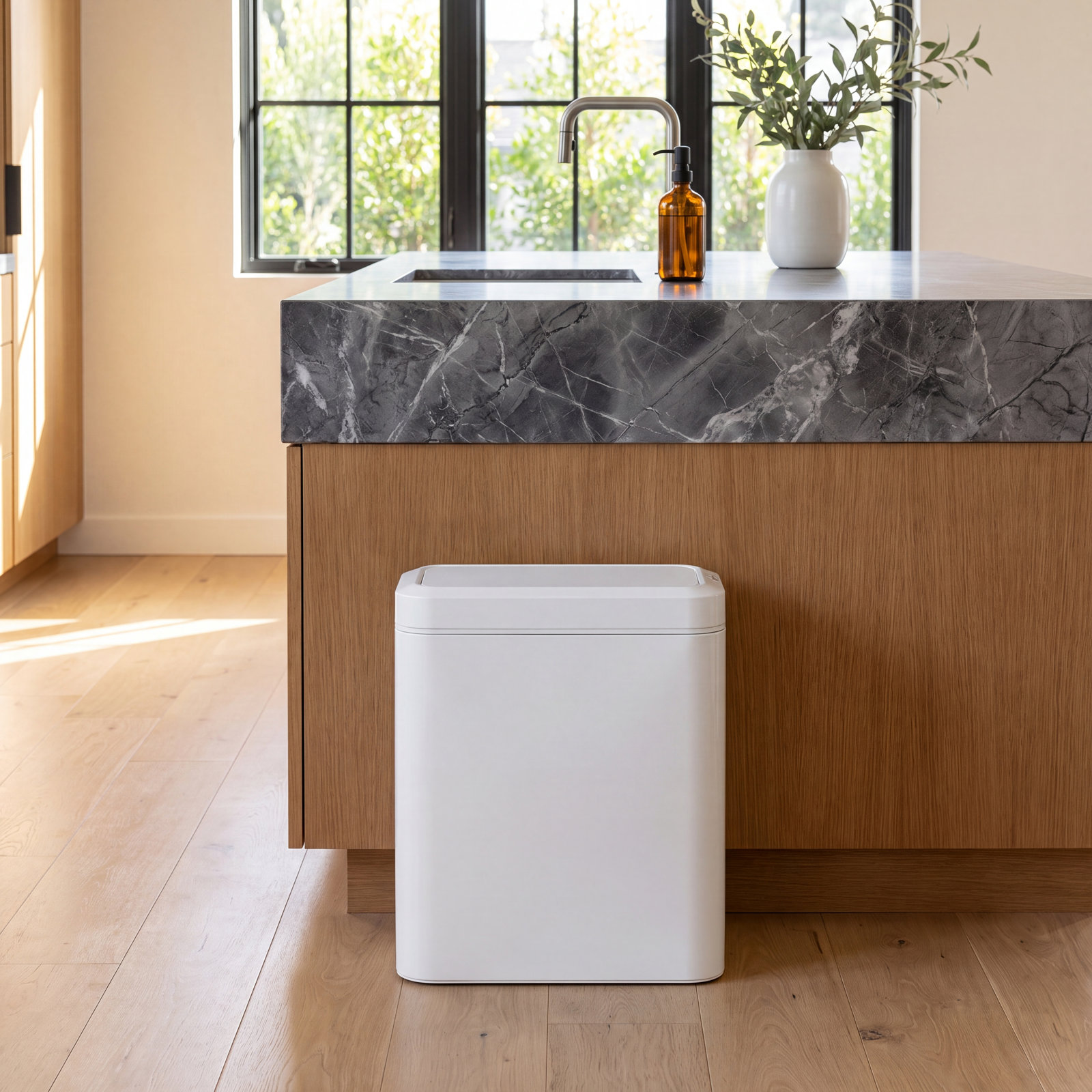 simplehuman 6.6gal Slim Open Trash Can, White