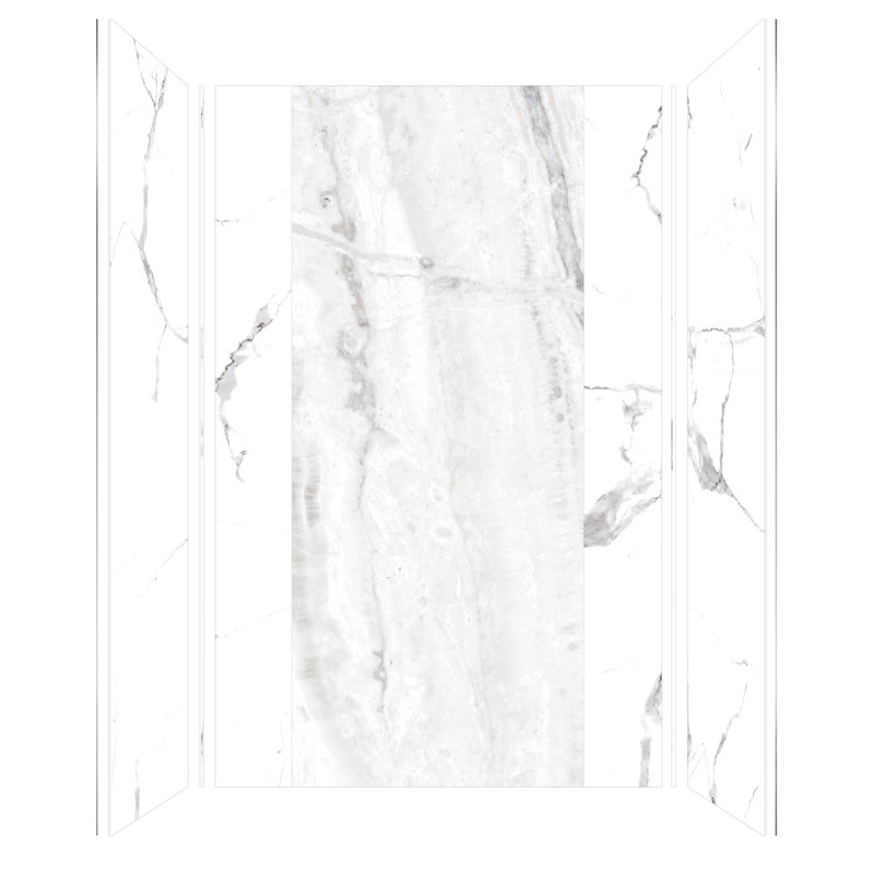 Titan 36'' W 60'' D 96'' H Glue Up Solid Surface Wall, Savanna Gray/Glossy