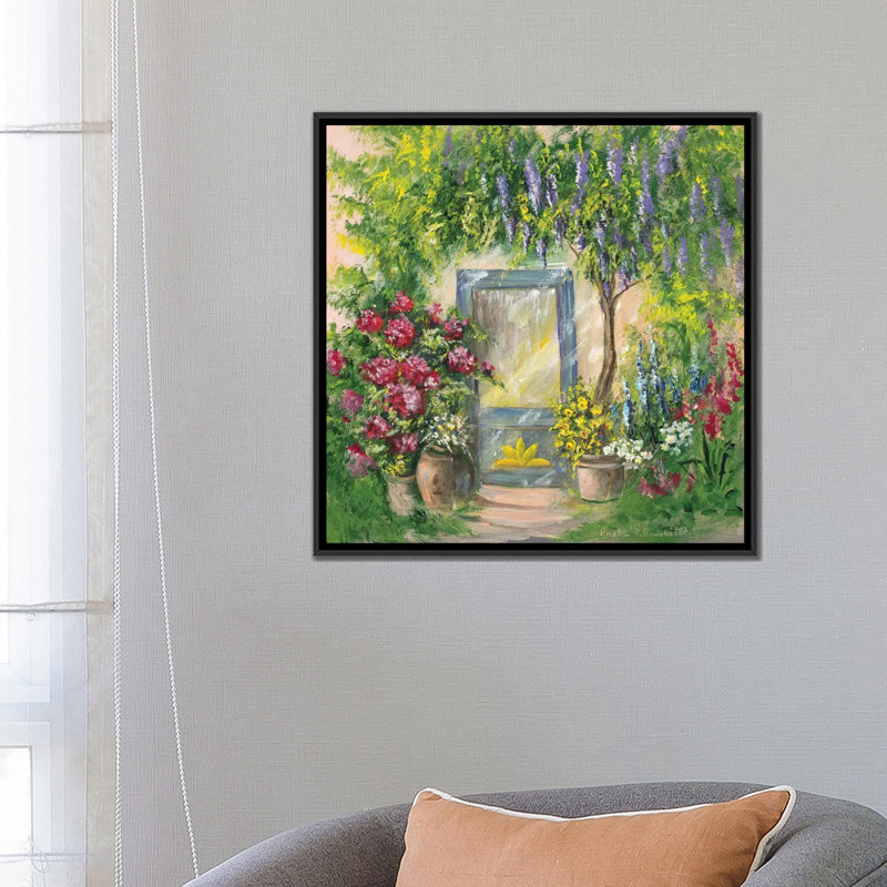 «Entrada I», reproduction sur toile, H 37 po x l 37 po x P 1,5 po, Toile encadrée noire, Pas de tapis
