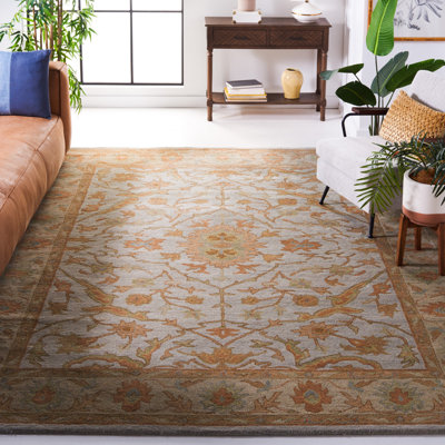 Tressler Hand Tufted Wool/Cotton/Latex Oriental Rug in Blue/Ivory