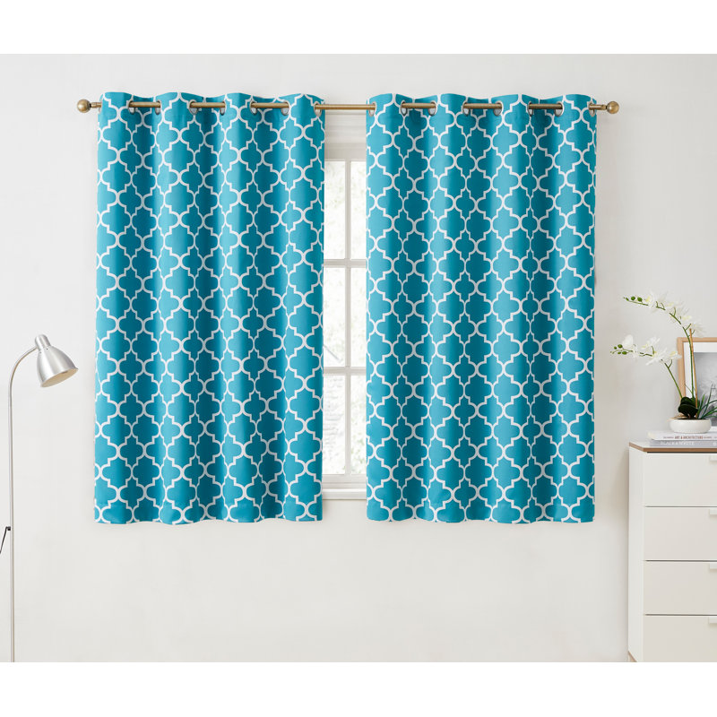 Alexuis Blackout Curtain Pair, Teal Blue, 52" W x 63" L
