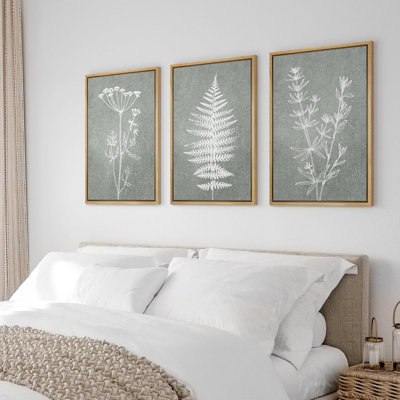Green Forest Flower, reproduction d'art encadrée sur toile 3 pièces