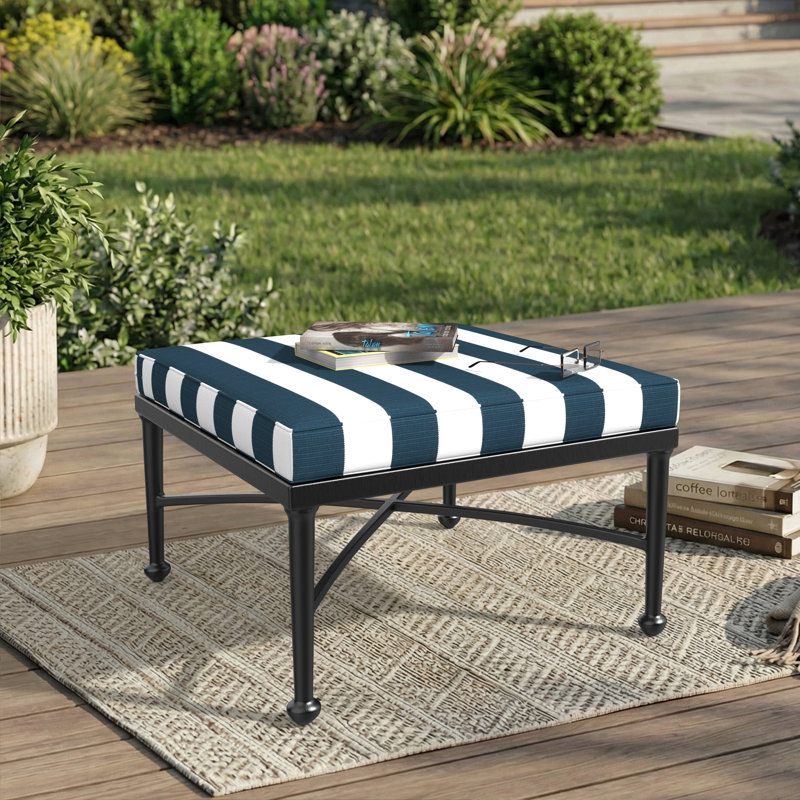 Sunbrella® Outdoor Ottoman Seat Cushion, 24" W x 24" D, Refuge Indigo