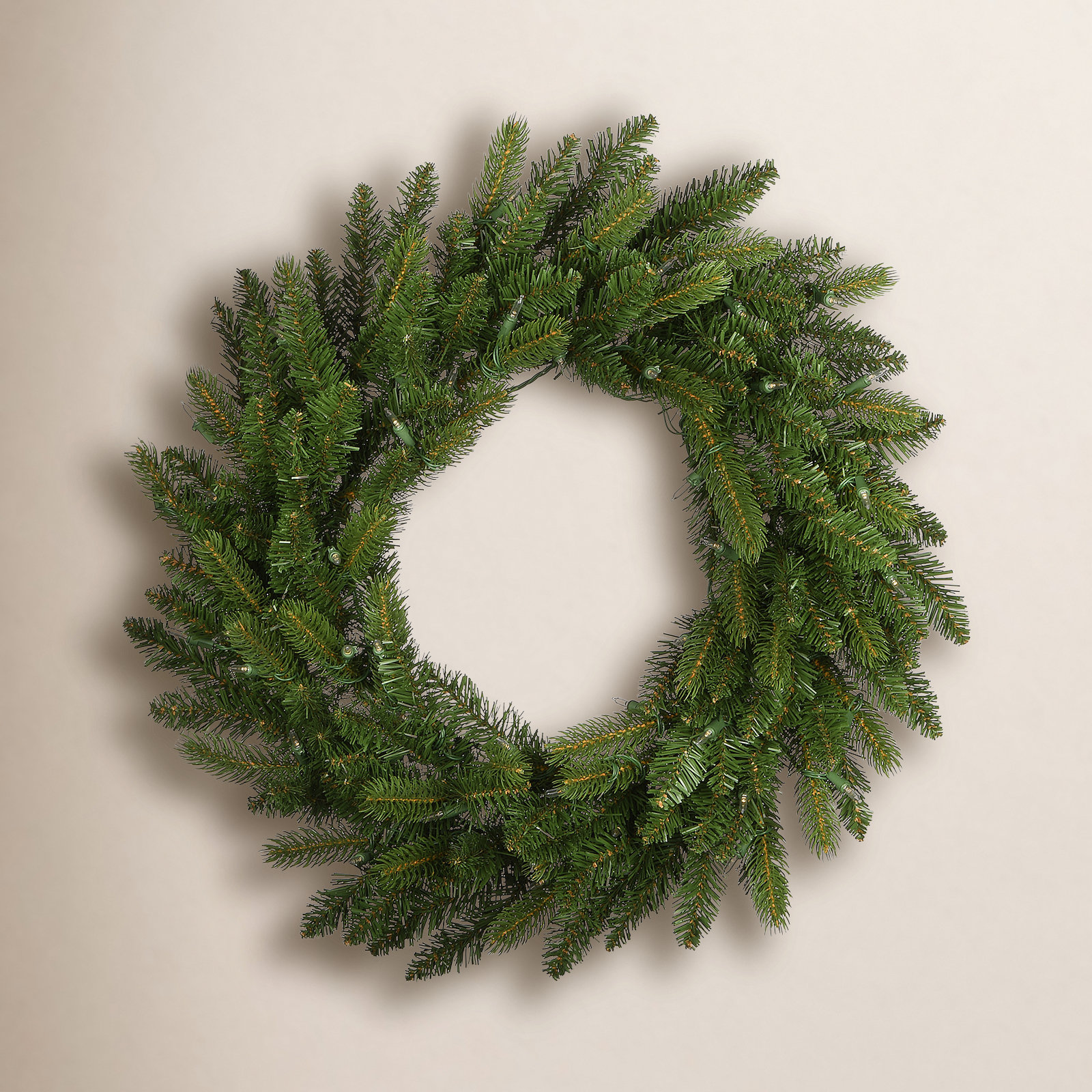 Pre-Lit Fir Wreath, 24" H x 24" W x 5" D
