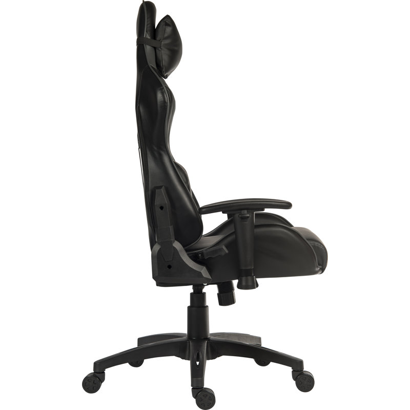 Inbox Zero Ireton Adjustable Reclining Ergonomic Faux Leather Swiveling PC & Racing Game Chair in Black