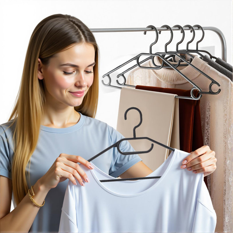 20 Pack White Flexible Plastic Clothes Hangers – Non-Slip Wardrobe Hangers With Ridged Shoulders, 360° Swivel Hook & Bar – Durable Organisers For Shirts, Jackets, Sweaters & Trousers