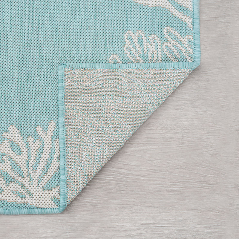 Tapis turquoise à imprimé animal Zendaya, Rectangle 4 pi x 5 pi 3 po
