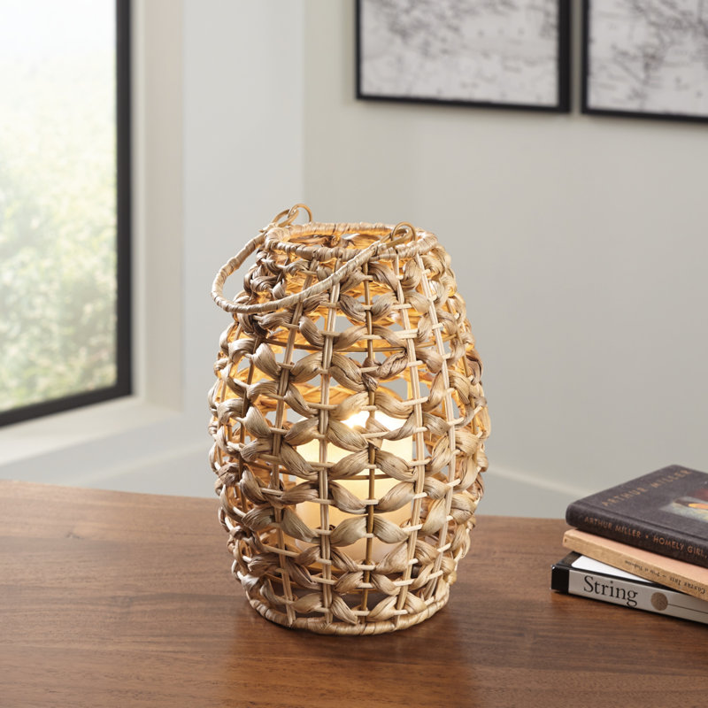 Bryanie Wicker Tabletop Lantern, 13.25" H x 7" W x 7" D