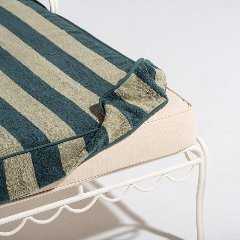 Lounger Towel, Terry Green Stripe