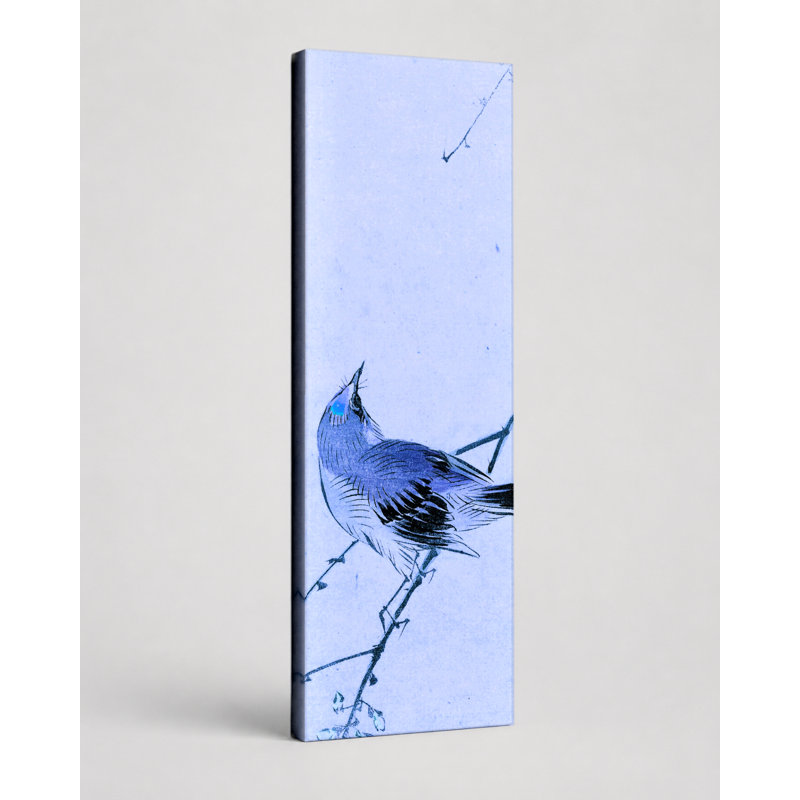 Oiseau sur une branche en fleurs, 12" W x 36" H