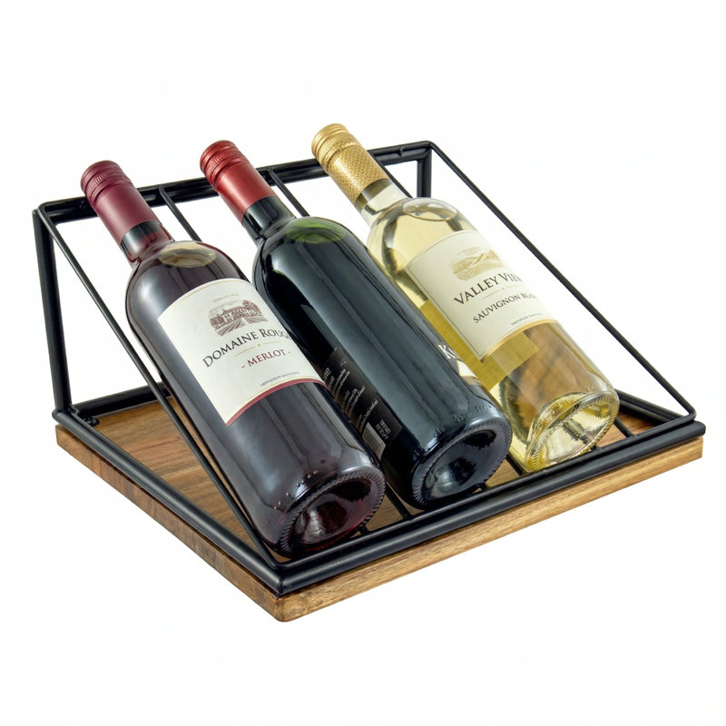4-Bottle Metal Countertop Wine Rack