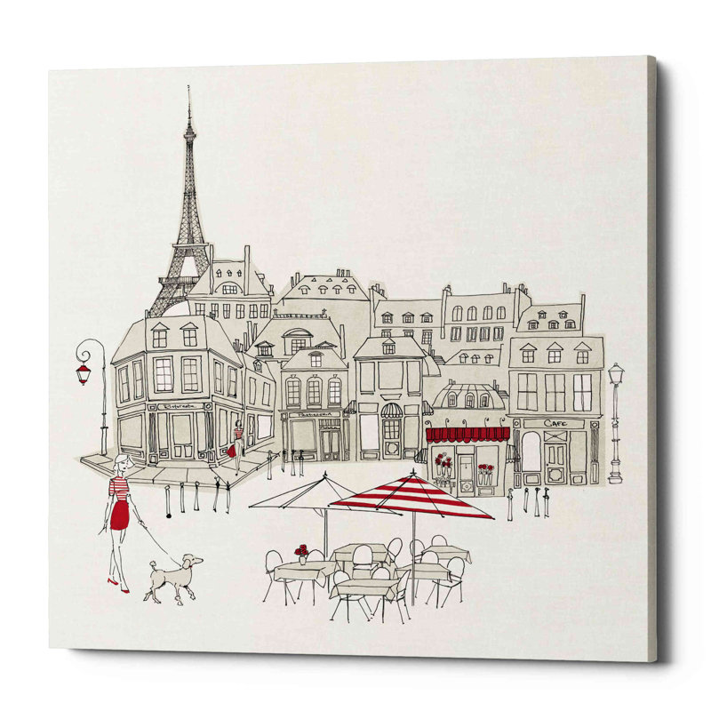 'World Cafe II Paris Red' by Avery Tillmon, Canvas Wall Art, 12" H x 12" W