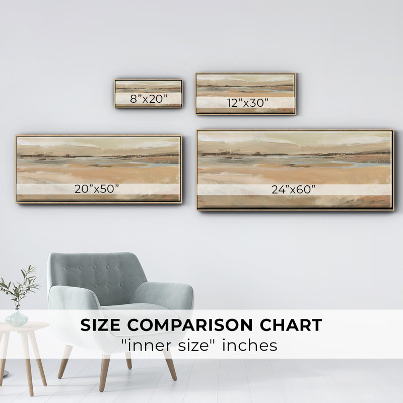 «Earth Tone Landscape II», toile encadrée, H 20 po x l 50 po x P 1,5 po, Naturel