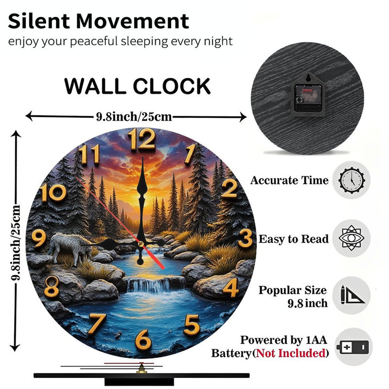 Sunset River Waterfall Wall Clock
