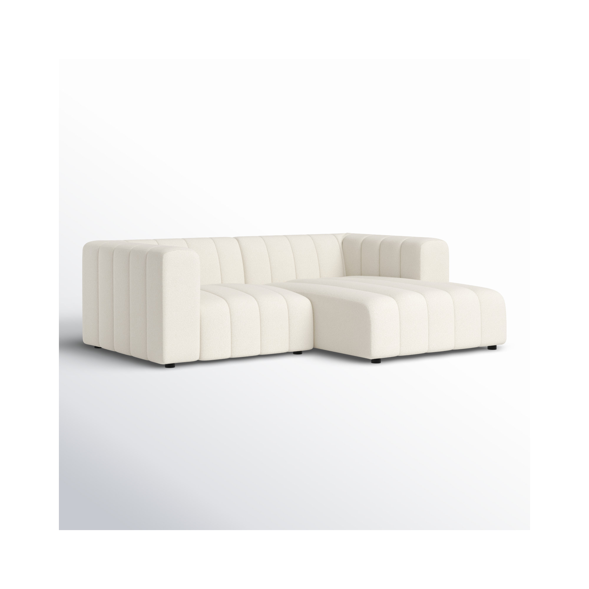 Bowry 88" Wide Sofa & Chaise, Fayette Cloud Polyester Blend, Right Hand Facing
