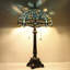 Lampe de table Tiffany en verre coloré bleu mer 12 x 12 x 21 pouces