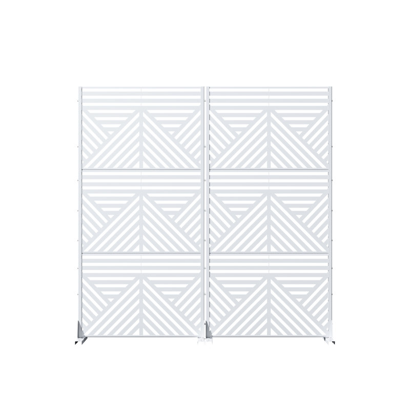 Paravent en métal rectangulaire H 6 pi x l 3 pi Rylan, Blanc