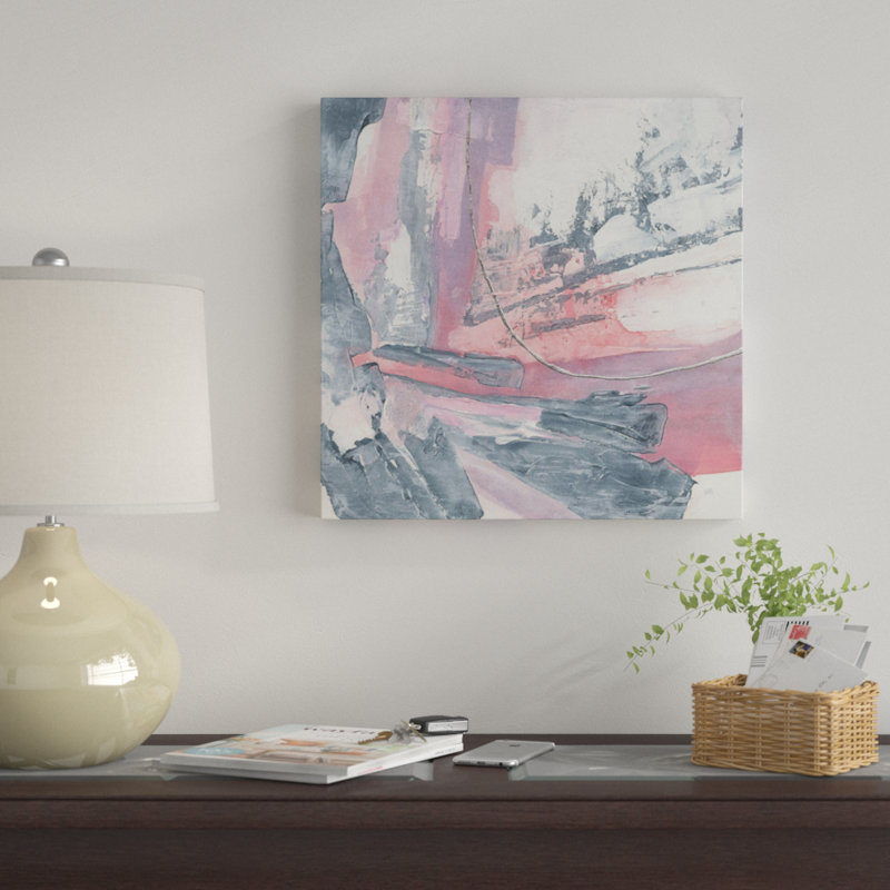 «Whitewashed Blush I» par Chris Paschke, impression sur toile tendue, H 26 po x l 26 po x P 1,5 po, Toile avec cadre noir