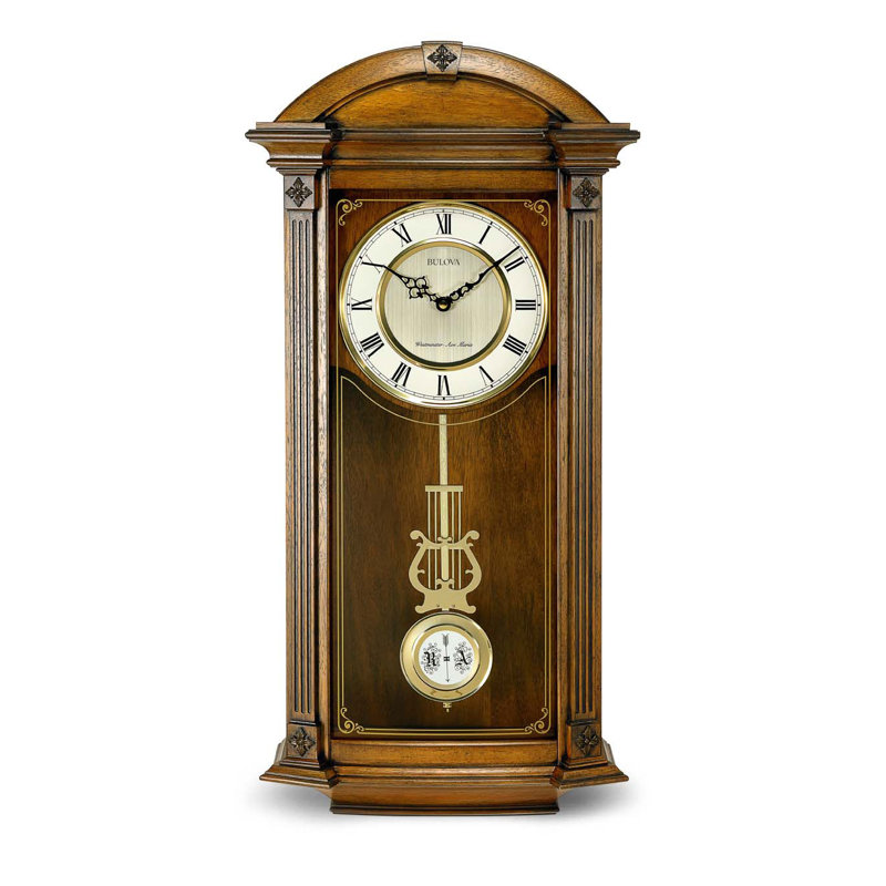 Hartwick 29 Inch Walnut Pendulum Wall Clock with Chimes