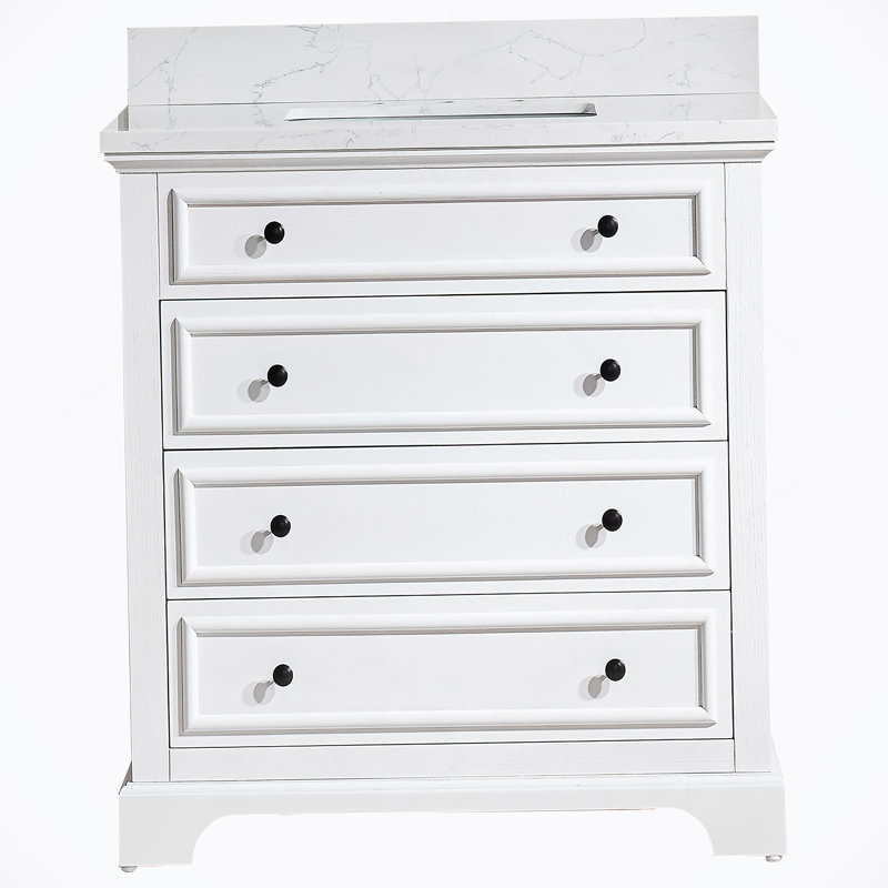 Meuble-lavabo simple autoportant de 36 po avec plateau en marbre entièrement assemblé