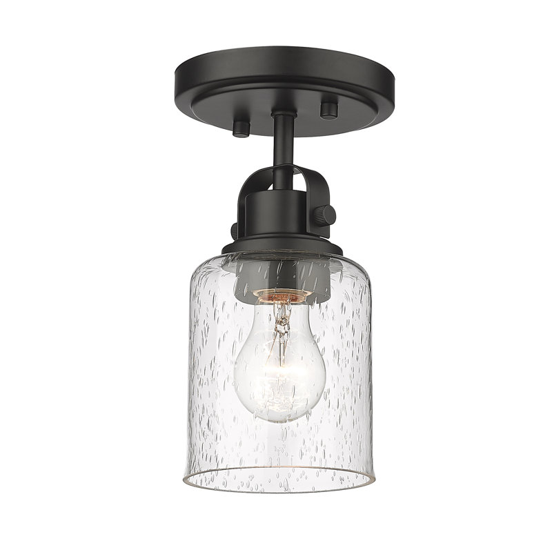 Tyringham Glass Semi Flush Mount, Matte Black