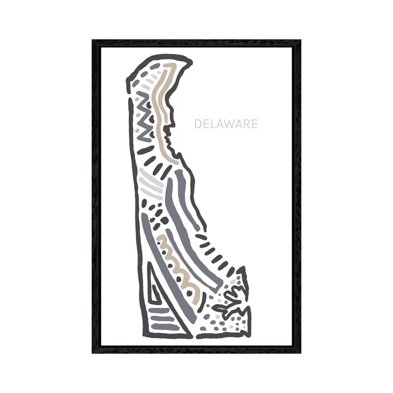 Delaware by Statement Goods - Gallery-Wrapped Canvas Giclée on Canvas, 66.04 cm H x 45.72 cm W, Black Floater Framed