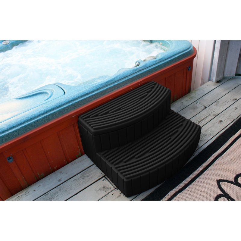 2 - Step Plastic Hot Tub Step, Black