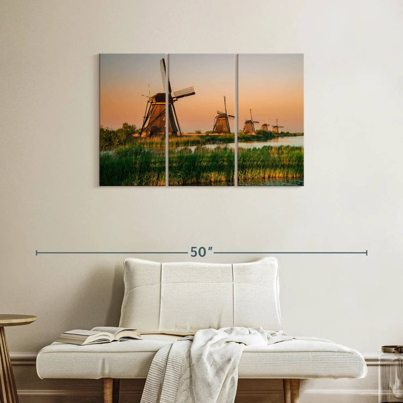 Alvord Windmills At Kinderdijk, H 24 po x l 38 po