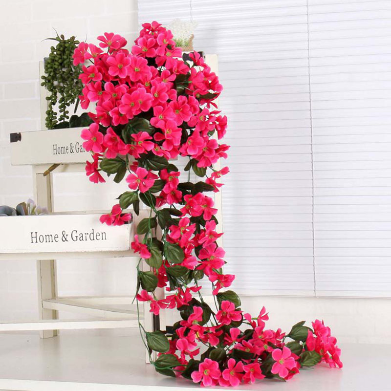 Decorative Wall Hanging Artificial Violet Vine Plant, Red