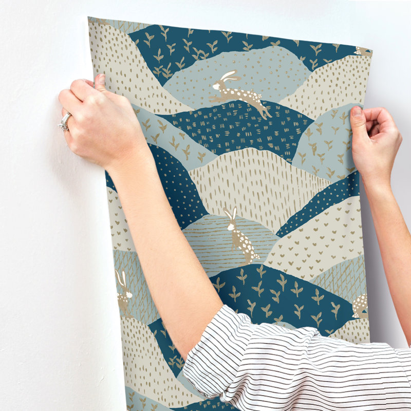 Peter Black Rabbit Fields Wallpaper, Blue