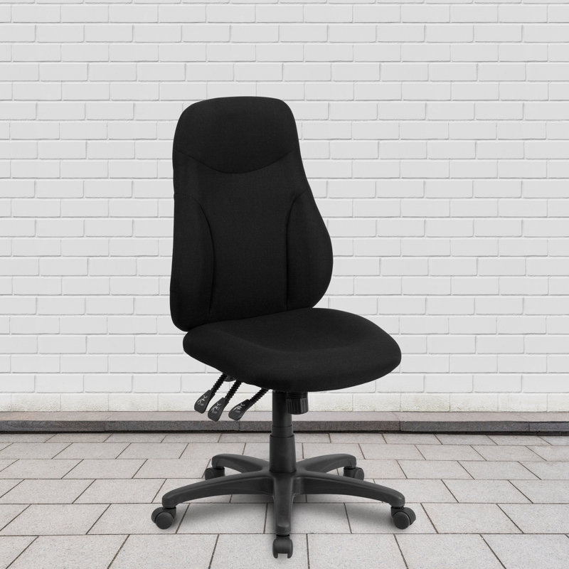 High Back Fabric Multifunction Swivel Ergonomic Task Office Chair, No Arms