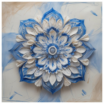 Intricate Blue White Mandala Wall Tapestry - Mandala Wall Decor