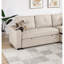 Canapé modulaire moderne en forme de L beige avec lit escamotable et porte-gobelet avec méridienne réversible en tissu, coussins doux-663719335
