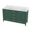 Meuble-lavabo 60 po, meuble-lavabo avec cadre en bois massif, comptoir autoportant avec 2 lavabos vert