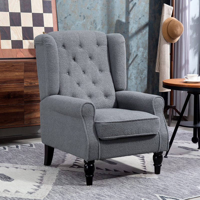 Upholstered Armchair, Grey Polyester, Foam