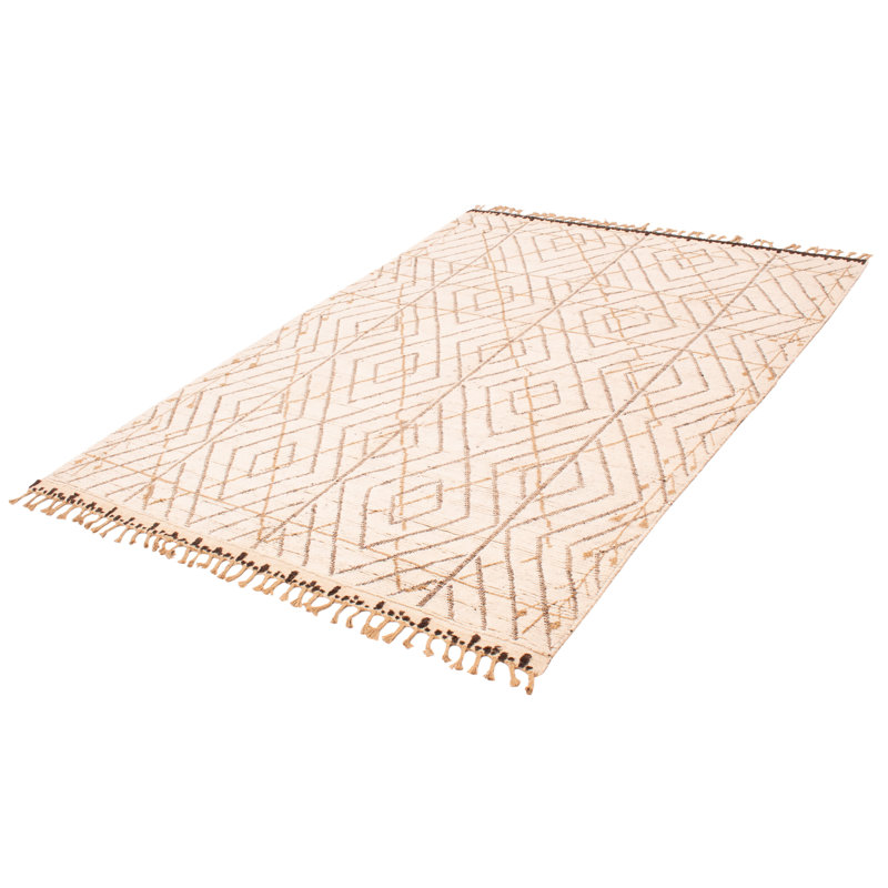 Tapis rectangulaire en laine noué à la main de conception unique nouvel âge 8 pi 1 po x 11 pi 1 po Perna