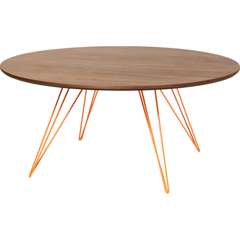 Williams Single Coffee Table, Orange, 18" H x 40" L x 40" W, Walnut