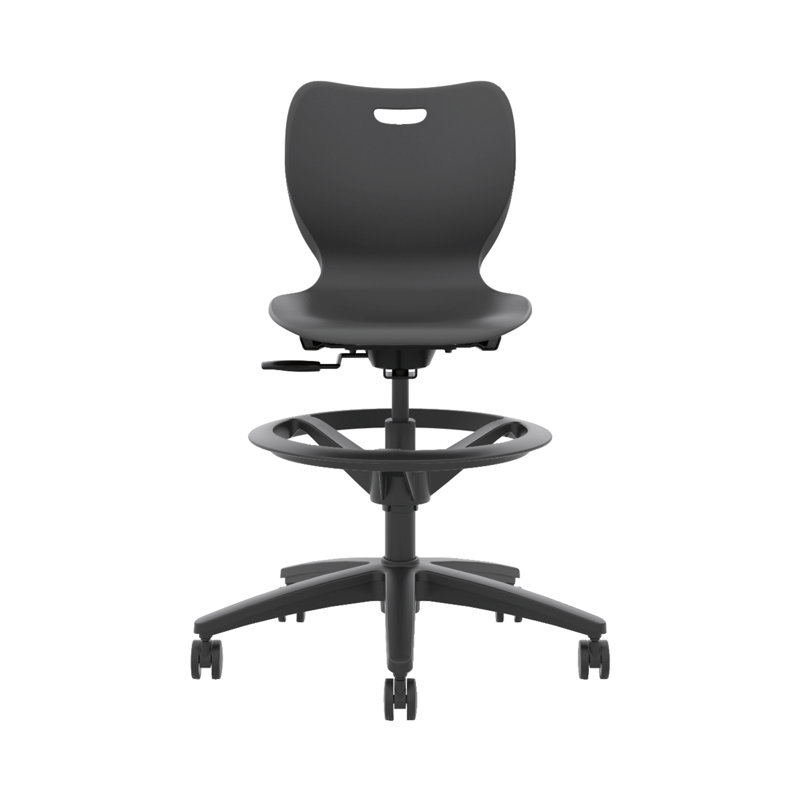Tabouret de travail HON SmartLink, repose-pieds réglable, roulettes dures, coquille d'onyx, H 18 po