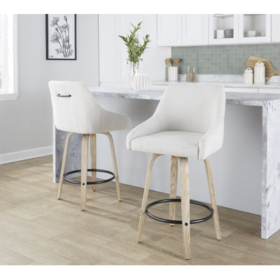 Harper Fixed-Height Bar & Counter Stool with Bent Wood Legs & Round Footrest