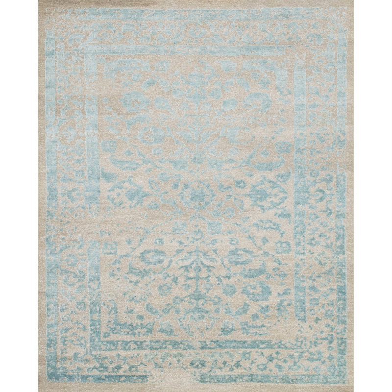 Cyrus Hand Knotted Viscose Oriental Indoor Rug, Rectangle 8'6" x 11'6"