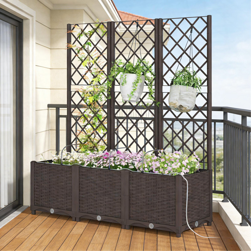 Boîte à fleurs d'extérieur, lit de jardin surélevé pratique à arrosage automatique