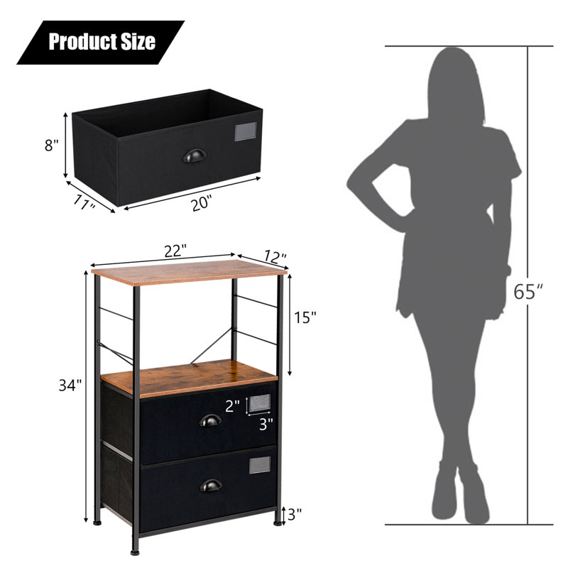 Commode 2 tiroirs l 22 po