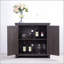 Élégant buffet avec 2 portes en miroir en acrylique et rangement spacieux, idéal pour le salon et la cuisine